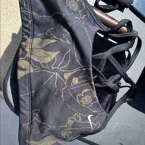 Nike Black and Gold Floral Sports Bra